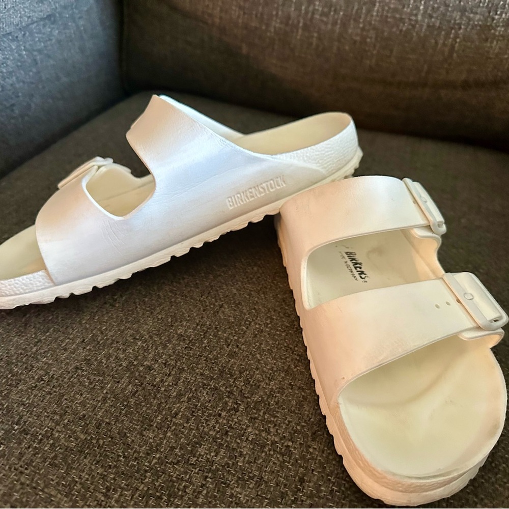 Birkenstock White Slide Sandals
